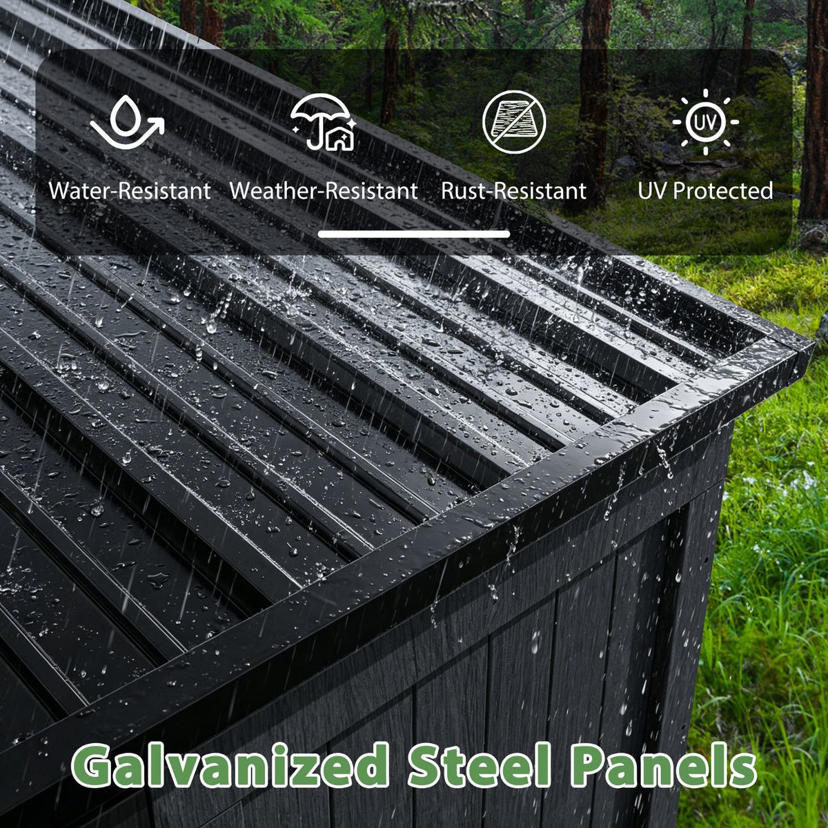 Veikous 4x8 Cedar Garden Shed, Black Outdoor Tool Shed with Metal Roof & Ventilation