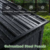 Veikous 4x8 Cedar Garden Shed, Black Outdoor Tool Shed with Metal Roof & Ventilation