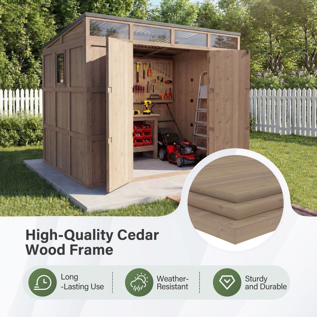 Cedar Wood Frame Storage Shed