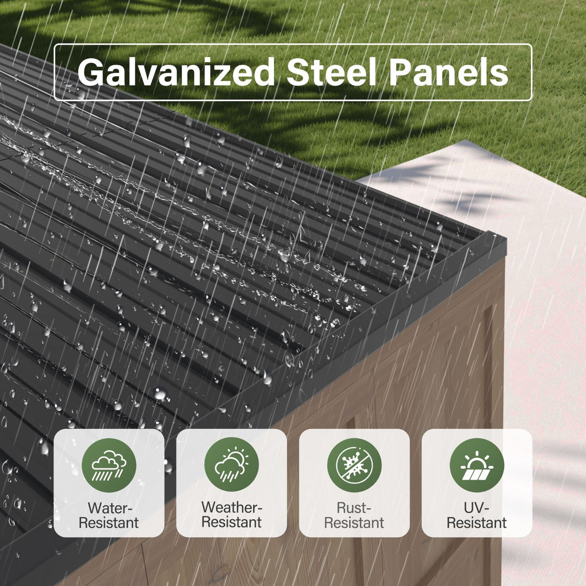 Weather-Resistant Storage Shed with Steel Roof