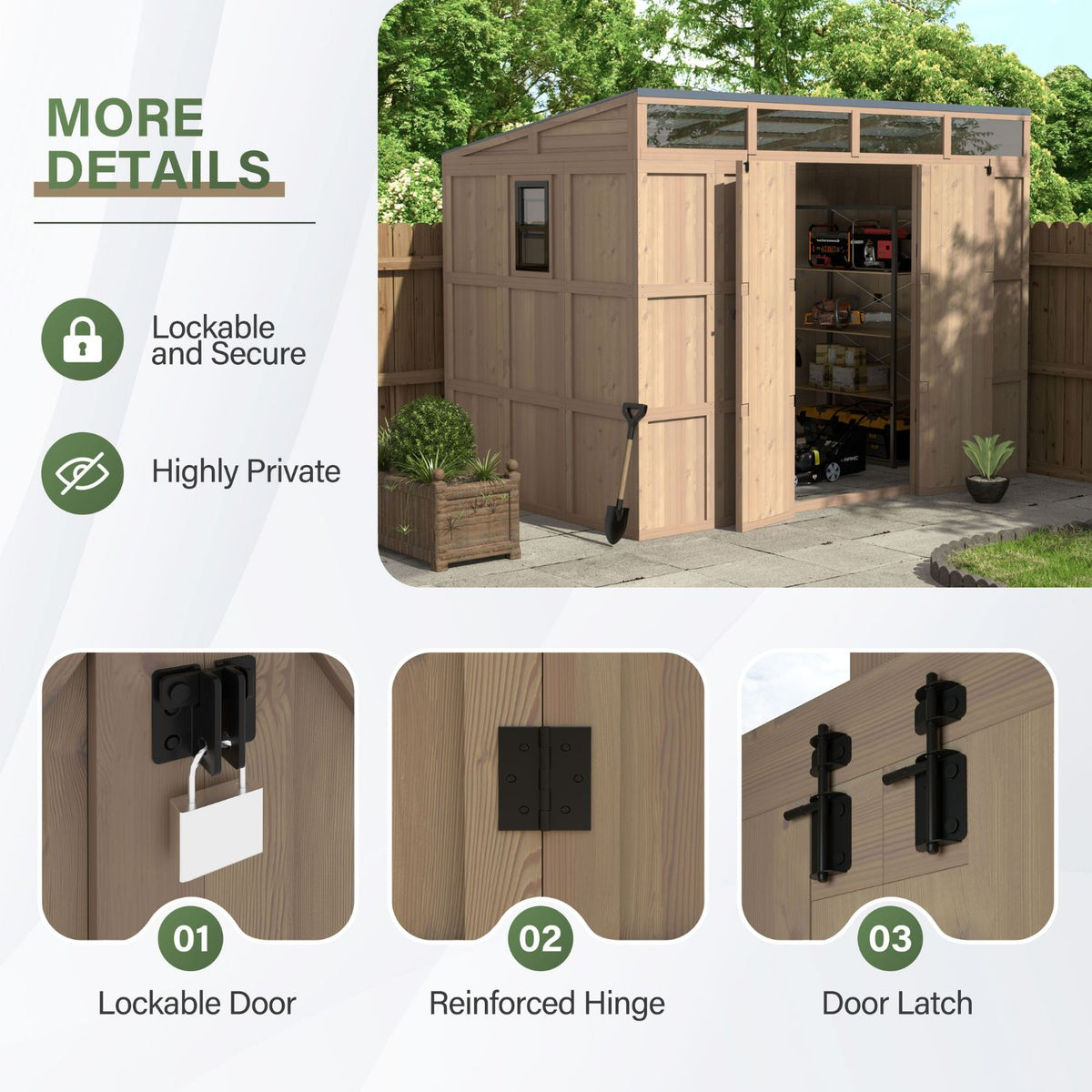 Bike Storage Shed with Lockable Door