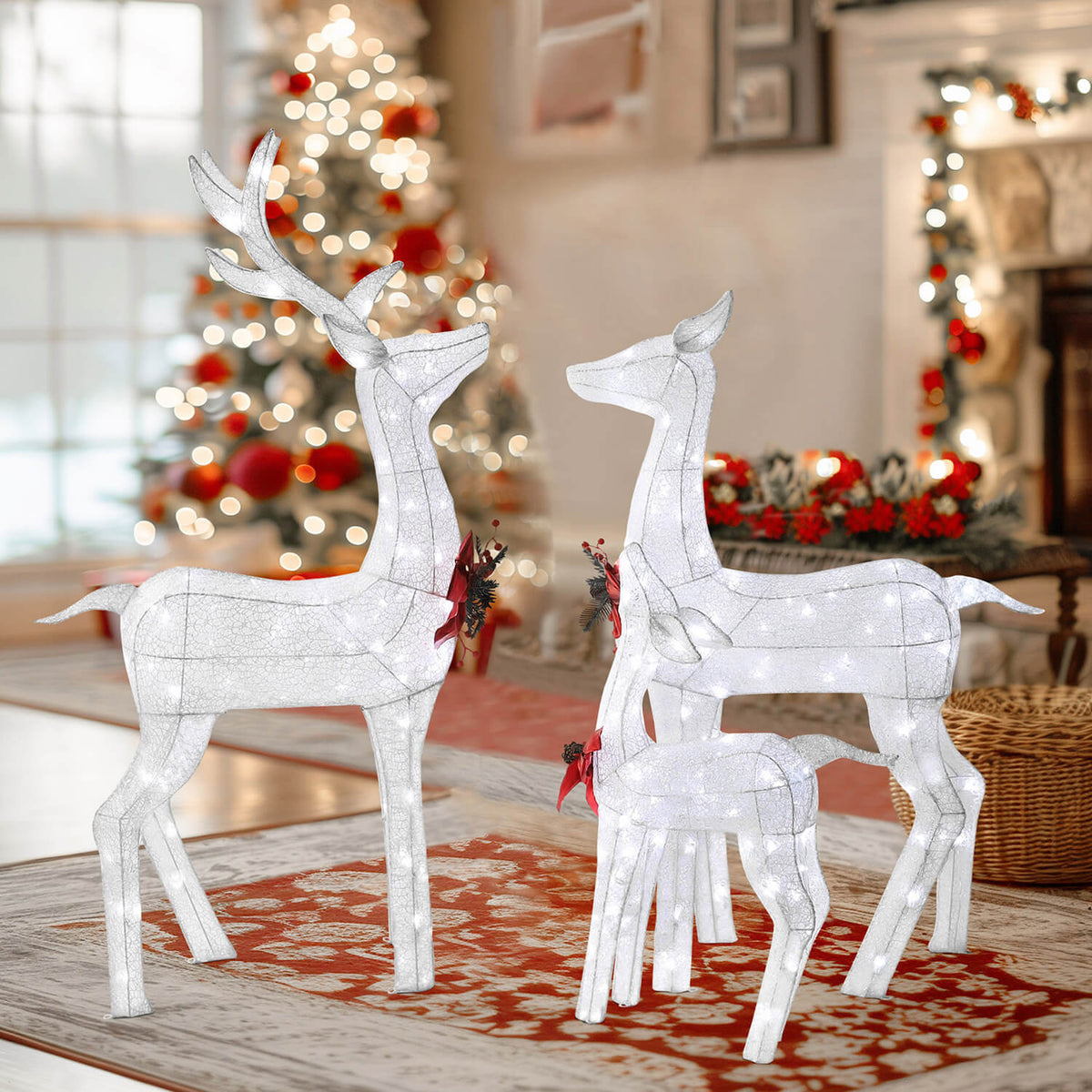 Christmas Deer Lights, white