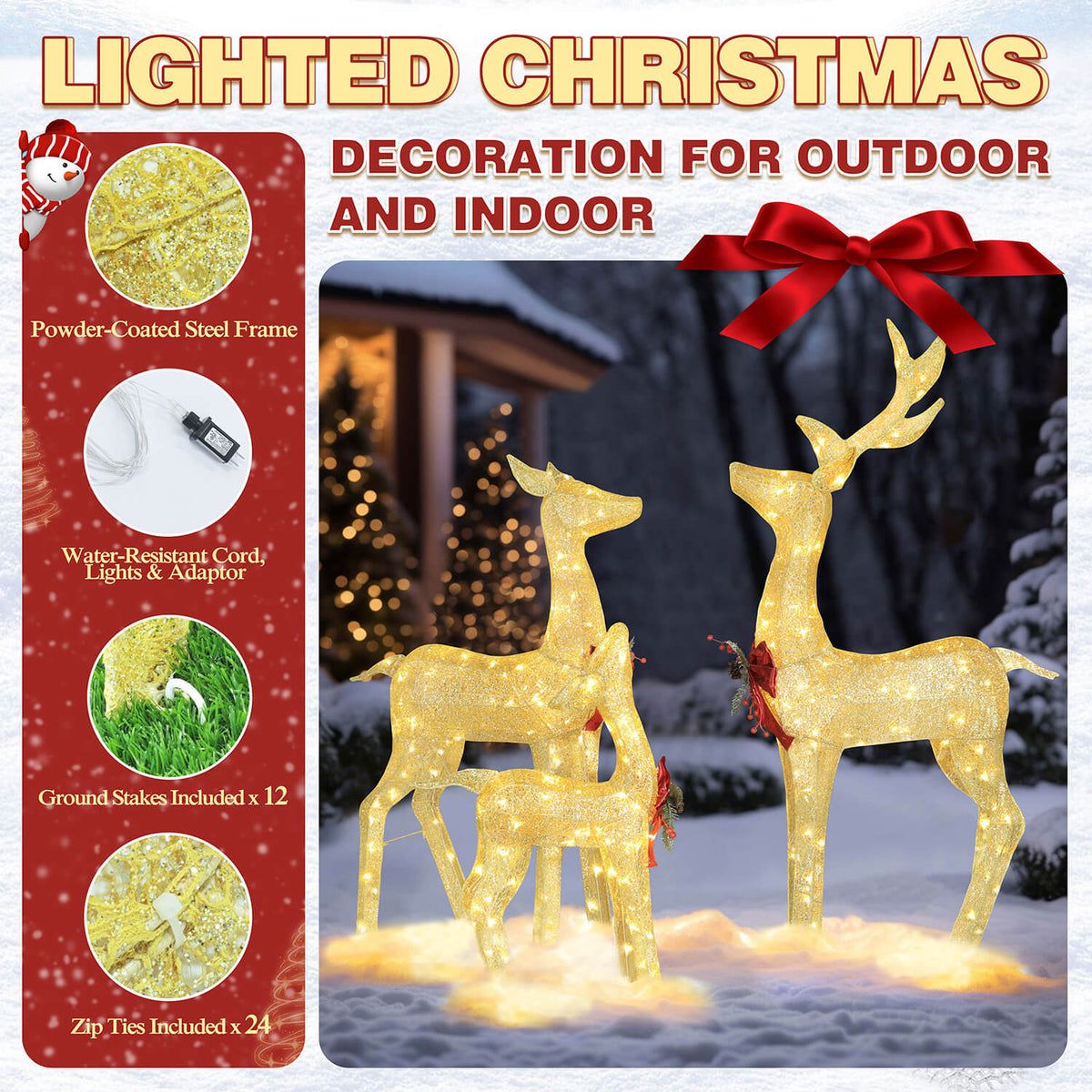 Christmas Deer Lights, gold