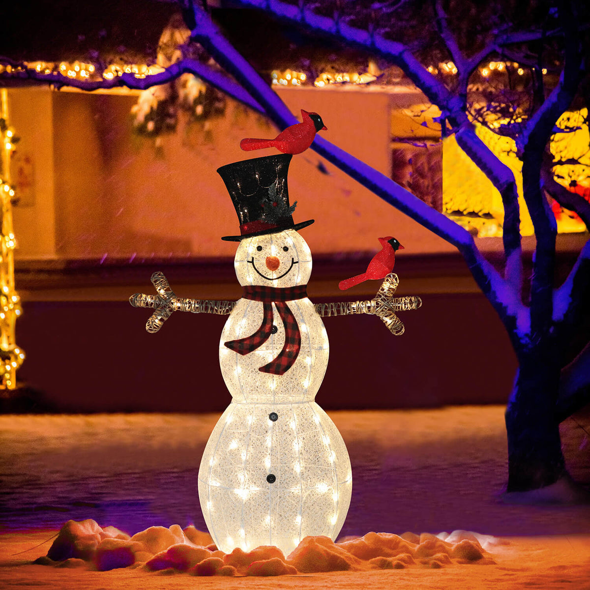 Outdoor Snowman with Lights