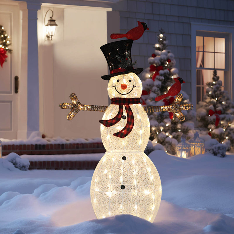 Lighted wire frame snowman
