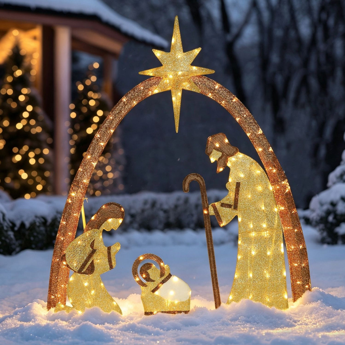 illuminated nativity sets outdoor