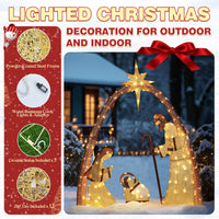 VEIKOUS Lighted Nativity Scene, LED Lights Christmas Decoration Set, 5ft for Yard