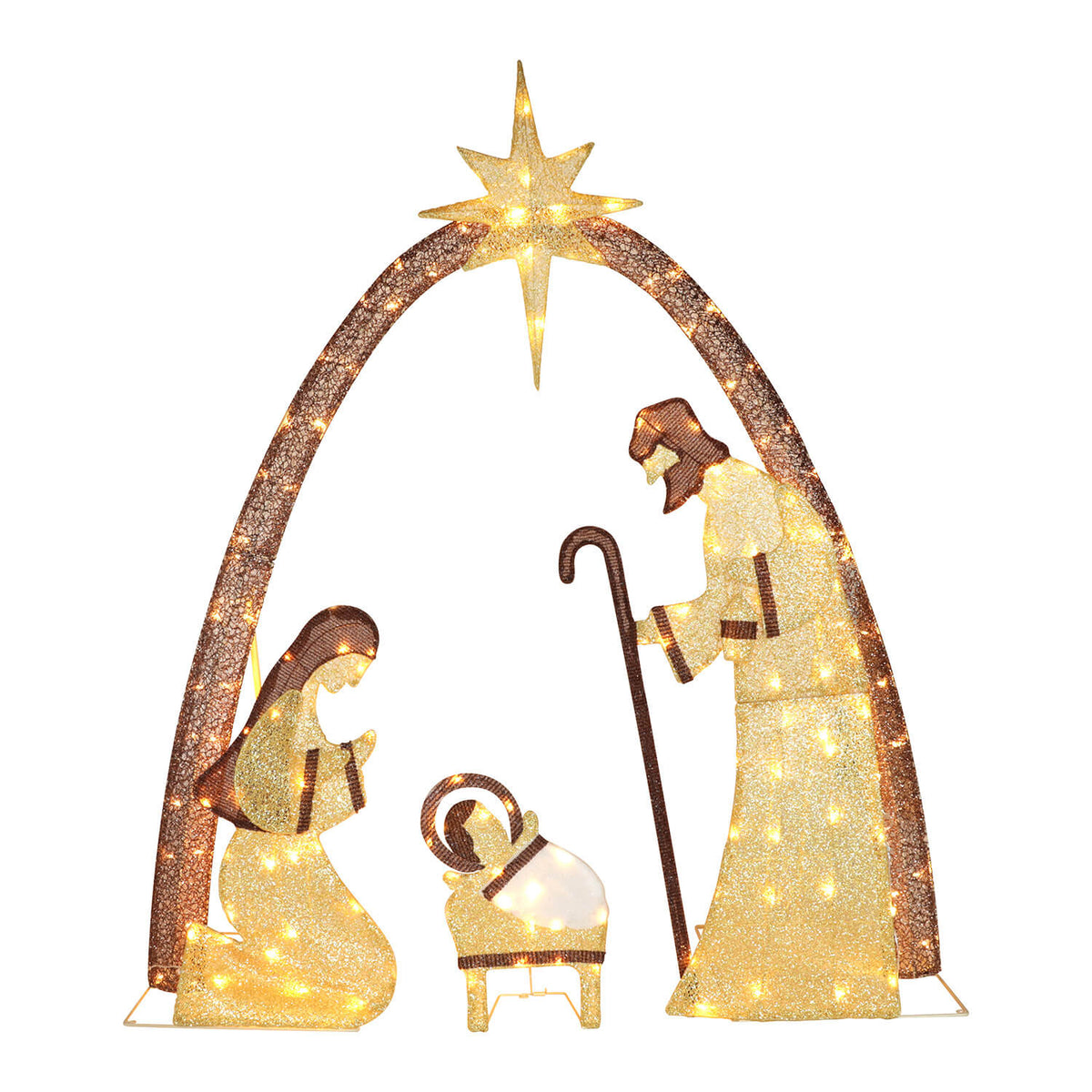 Lighted Nativity Scene, Gold