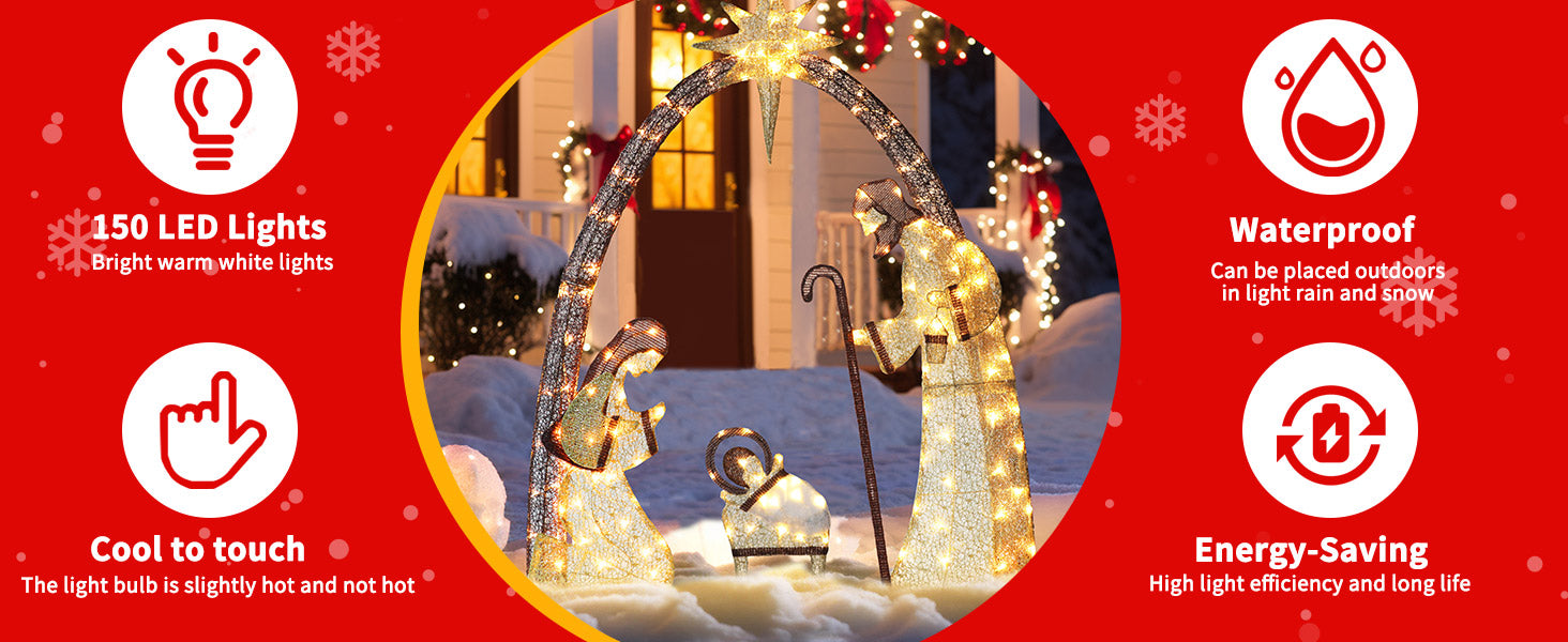 Energy-saving Lighted Nativity Scene