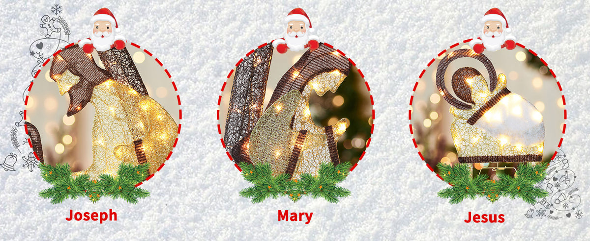 VEIKOUS Lighted Nativity Scene, LED Lights Christmas Decoration Set, 5ft for Yard