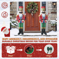 VEIKOUS Outdoor Nutcracker Decoration, 5FT Christmas Nutcracker with Lights and Ground Stake