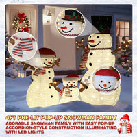 Veikous Outdoor Lighted Snowman Family for Yard, 3-Piece Snowman Set Christmas Decor with LED Lights, Ground Stakes