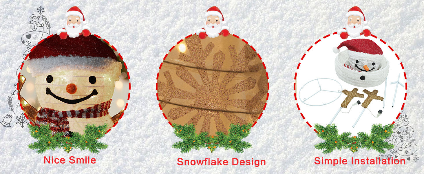 3-piece led collapsible snowmen