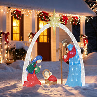 led nativity scene, multicolor