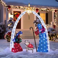 led nativity scene, multicolor