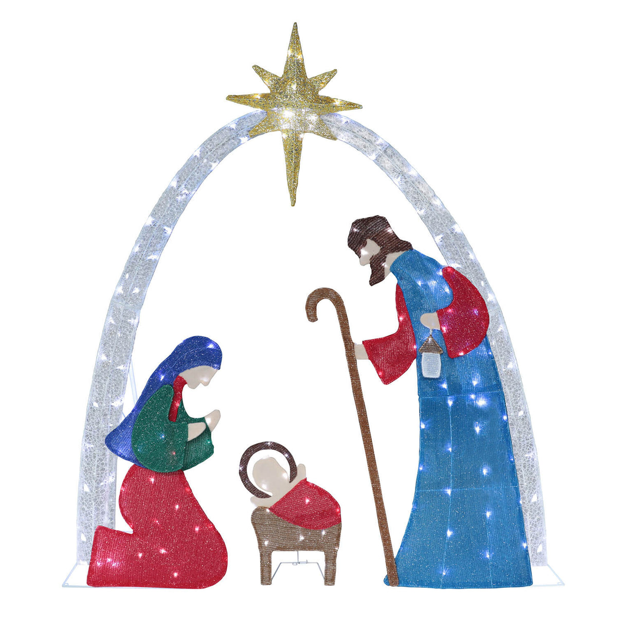 Multicolor Lighted Nativity Scene for Outdoor