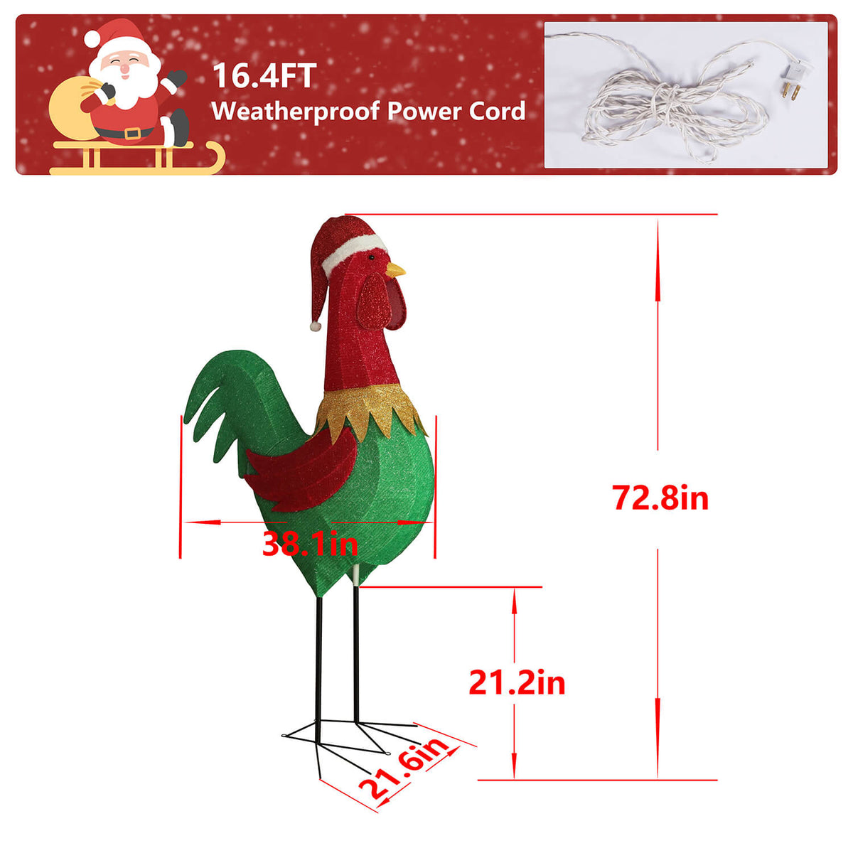 Christmas rooster ornament