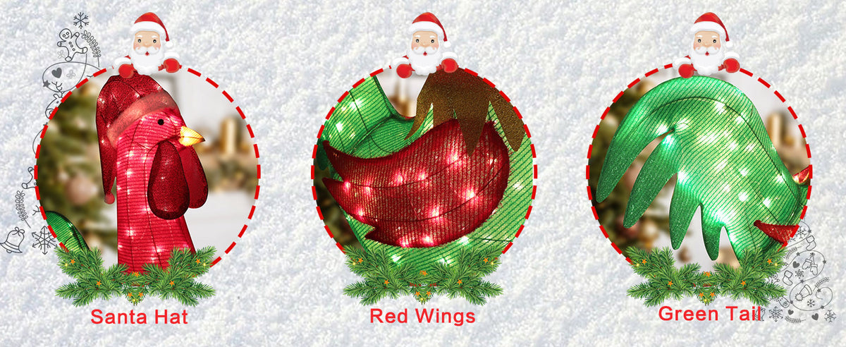 VEIKOUS Christmas Rooster, 6FT Pre-Lit Rooster Holiday Light Decoration