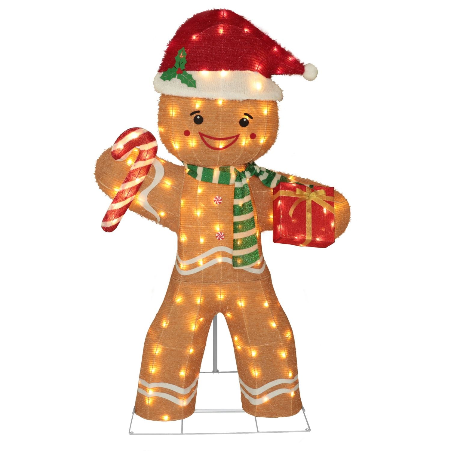 out           ❁ナチュラルを正月飾り❁バンブーラウンド❁ 5FT Gingerbread Outdoor Decoration, Light-Up Decor with Stake