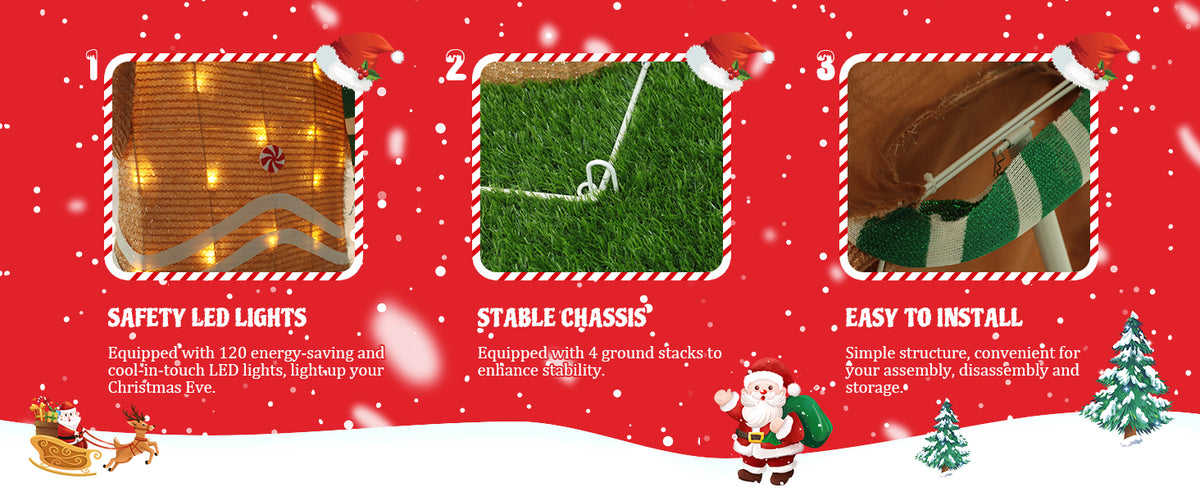 Veikous 5Ft Gingerbread Man Decoration, Outdoor Light-Up Decorations with Stake