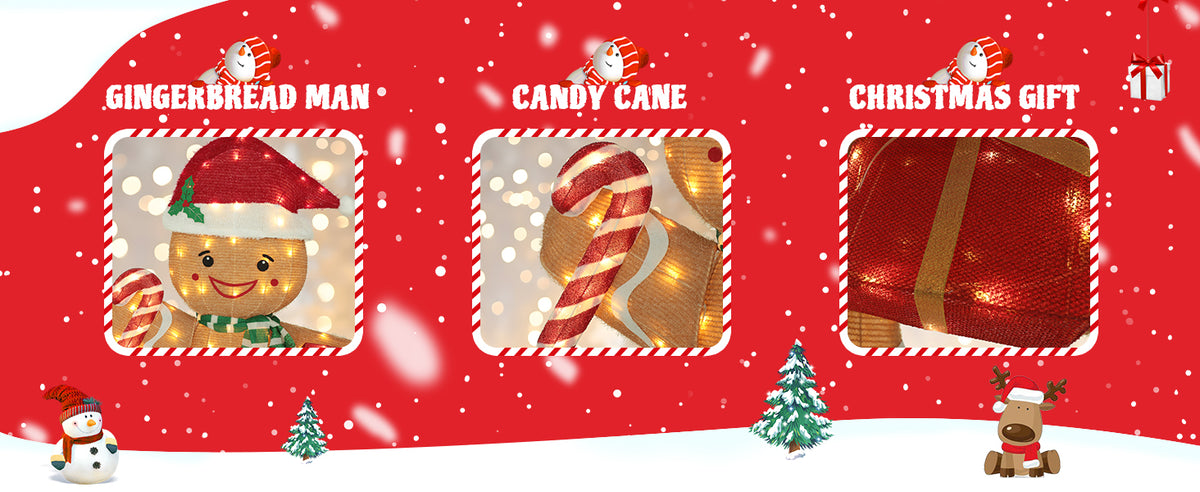 Veikous 5Ft Gingerbread Man Decoration, Outdoor Light-Up Decorations with Stake