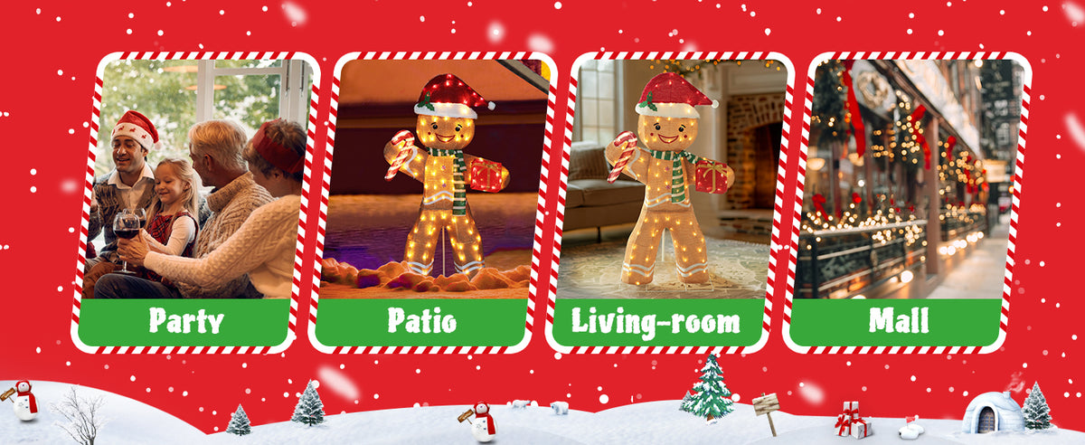 Veikous 5Ft Gingerbread Man Decoration, Outdoor Light-Up Decorations with Stake