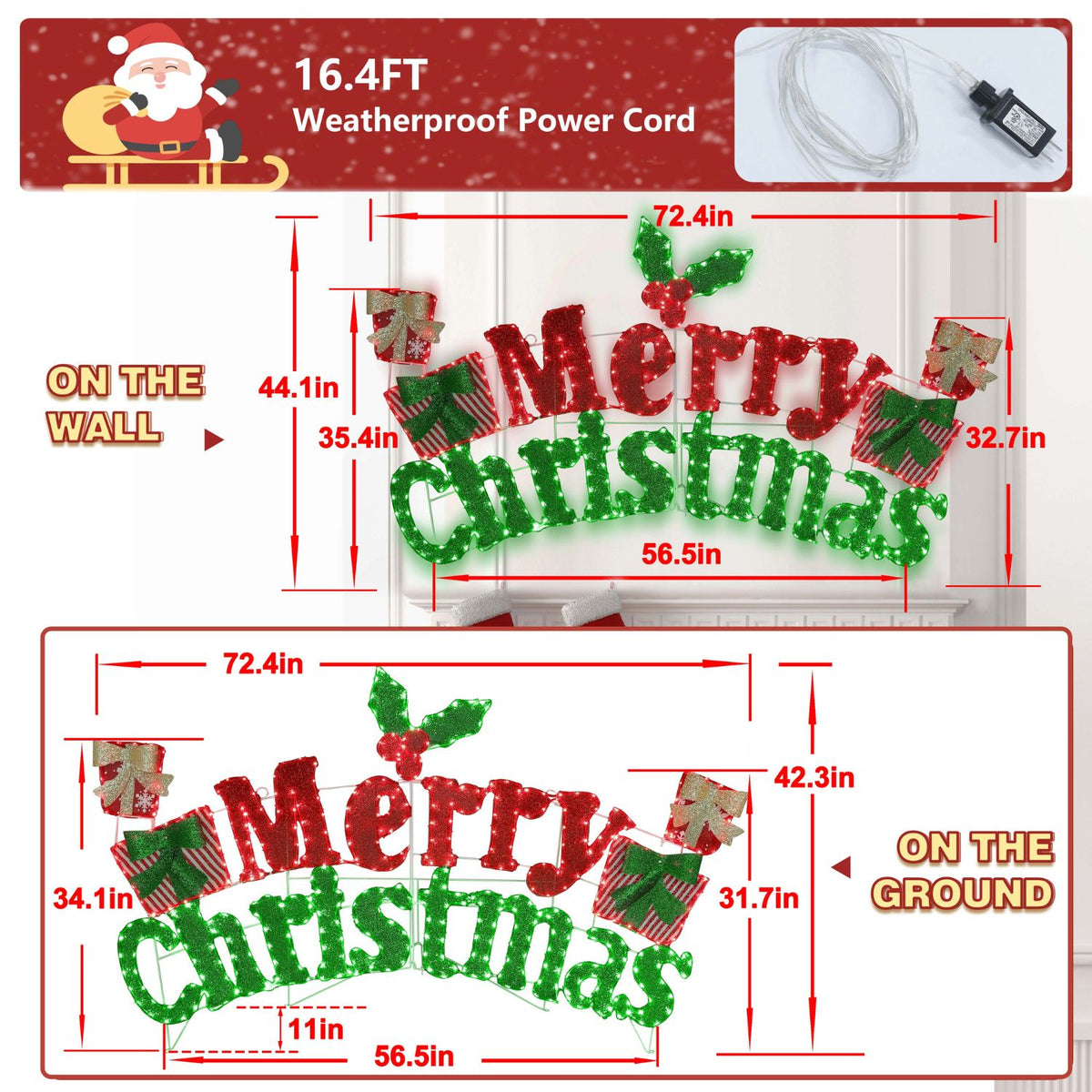 72.4x44.1 led Merry Christmas sign