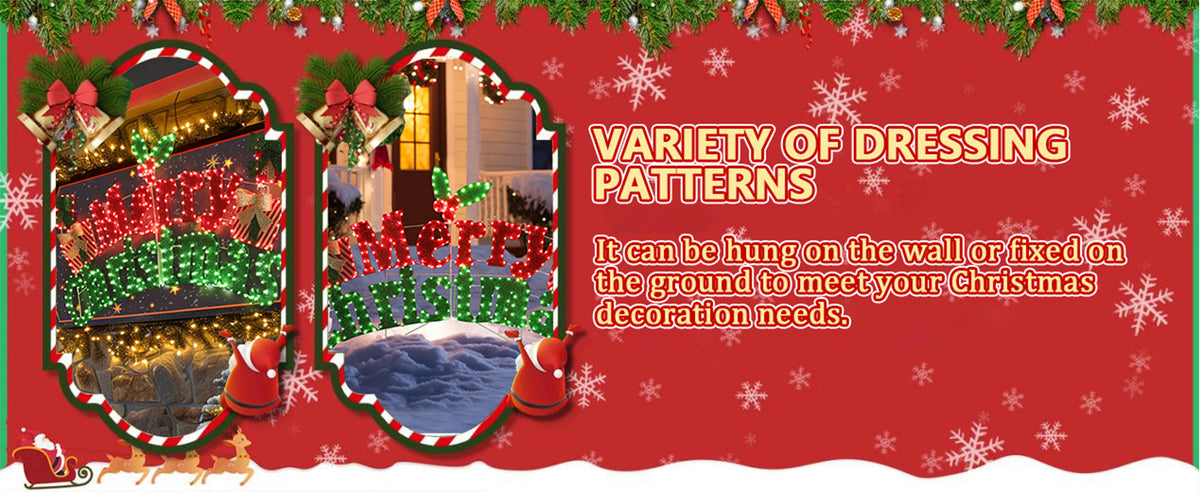 Veikous Outdoor Merry Christmas Sign, Light Up Christmas Sign for Yard, Letter Board with 456 Led Christmas Decor