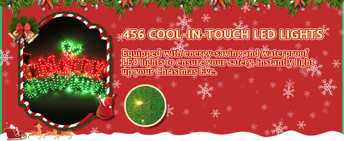 Veikous Outdoor Merry Christmas Sign, Light Up Christmas Sign for Yard, Letter Board with 456 Led Christmas Decor