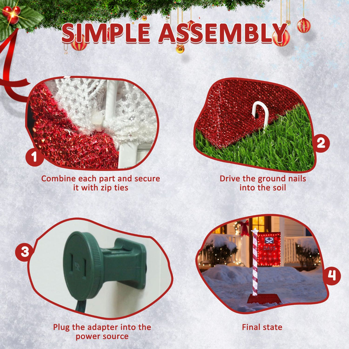 easy-to-assemble lighted Xmas countdown sign  