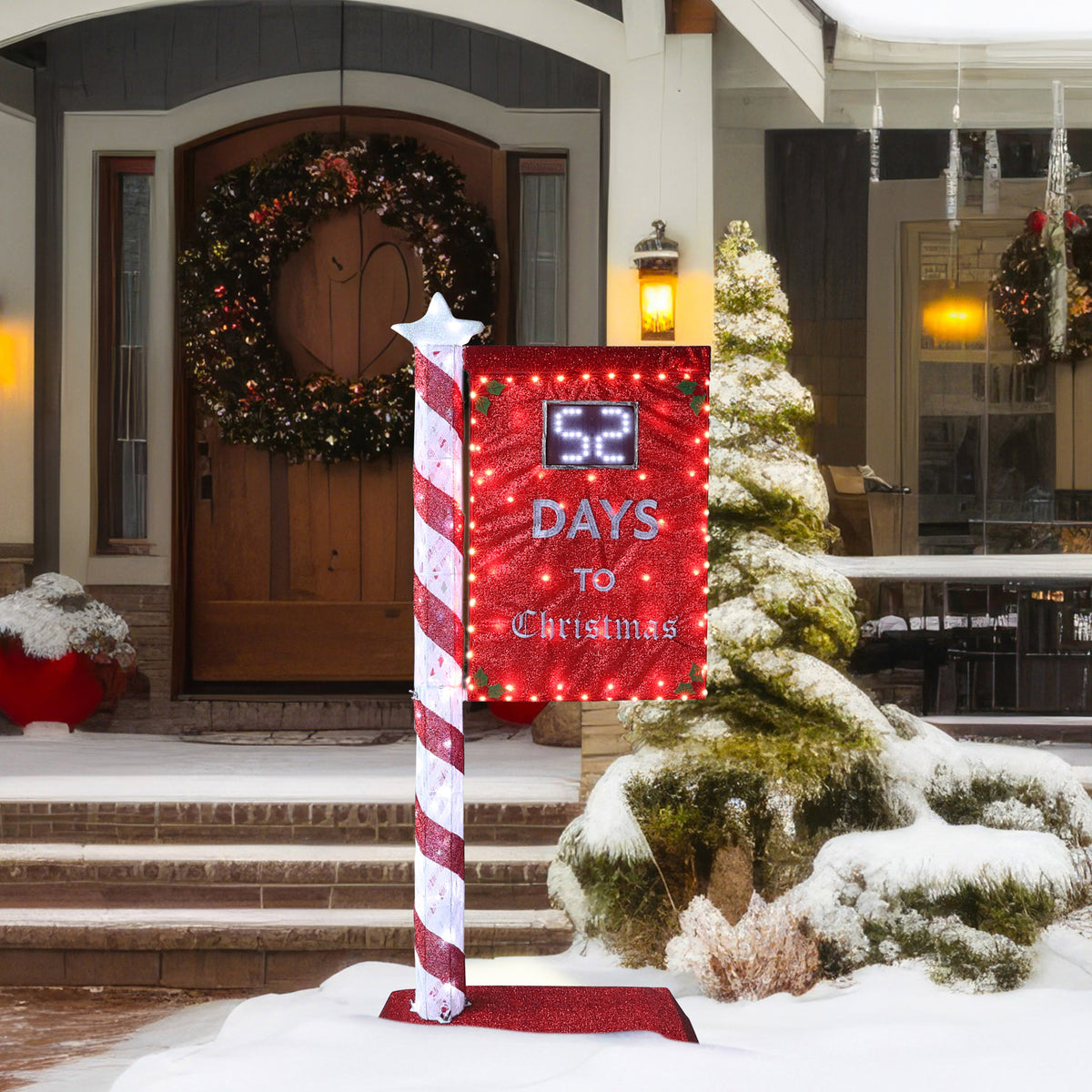 VEIKOUS 5FT Christmas Countdown Yard Sign with LED Lights & Remote W