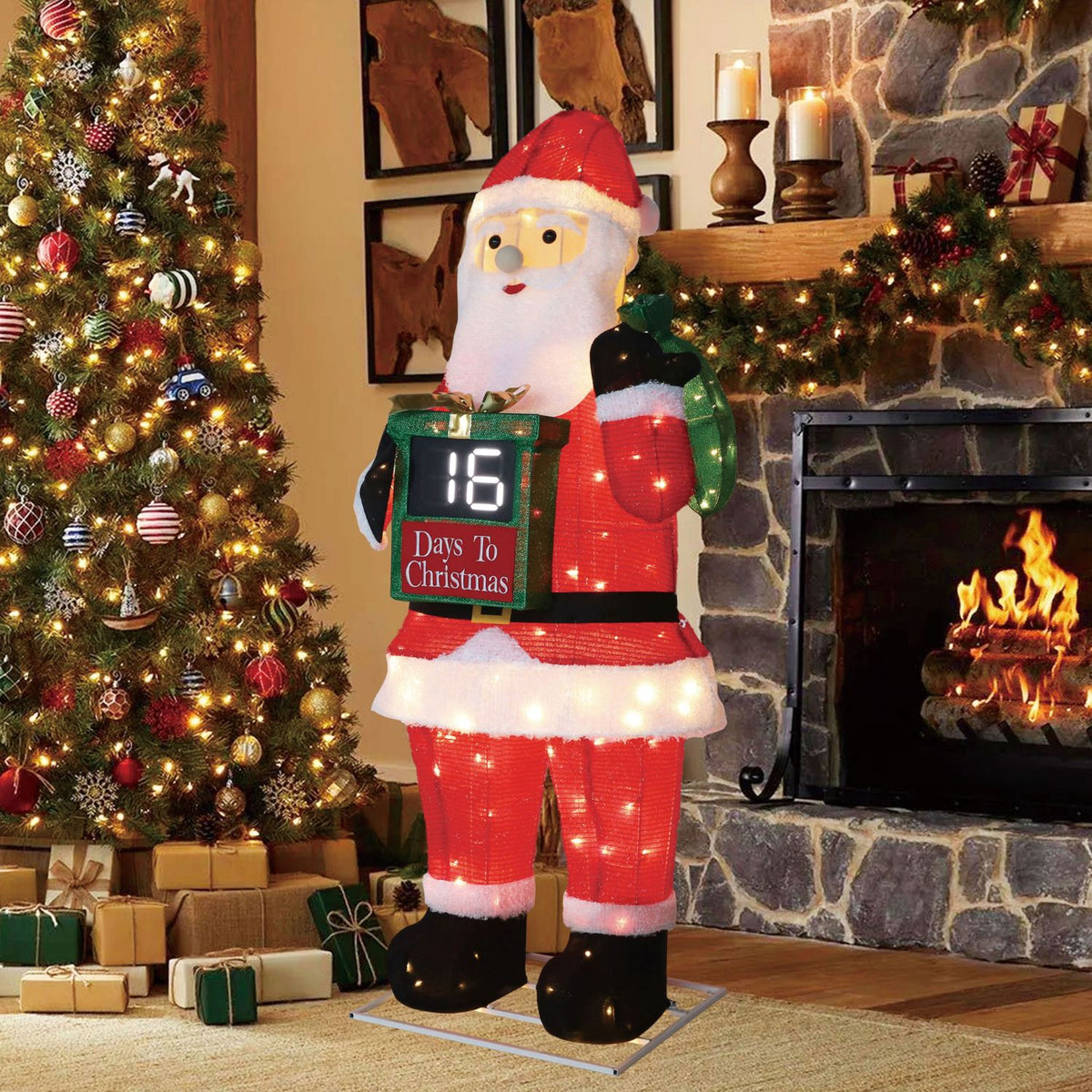 Veikous 5ft Lighted Santa Claus, Outdoor Christmas Santa Holiday Decoration w/ 145 LED