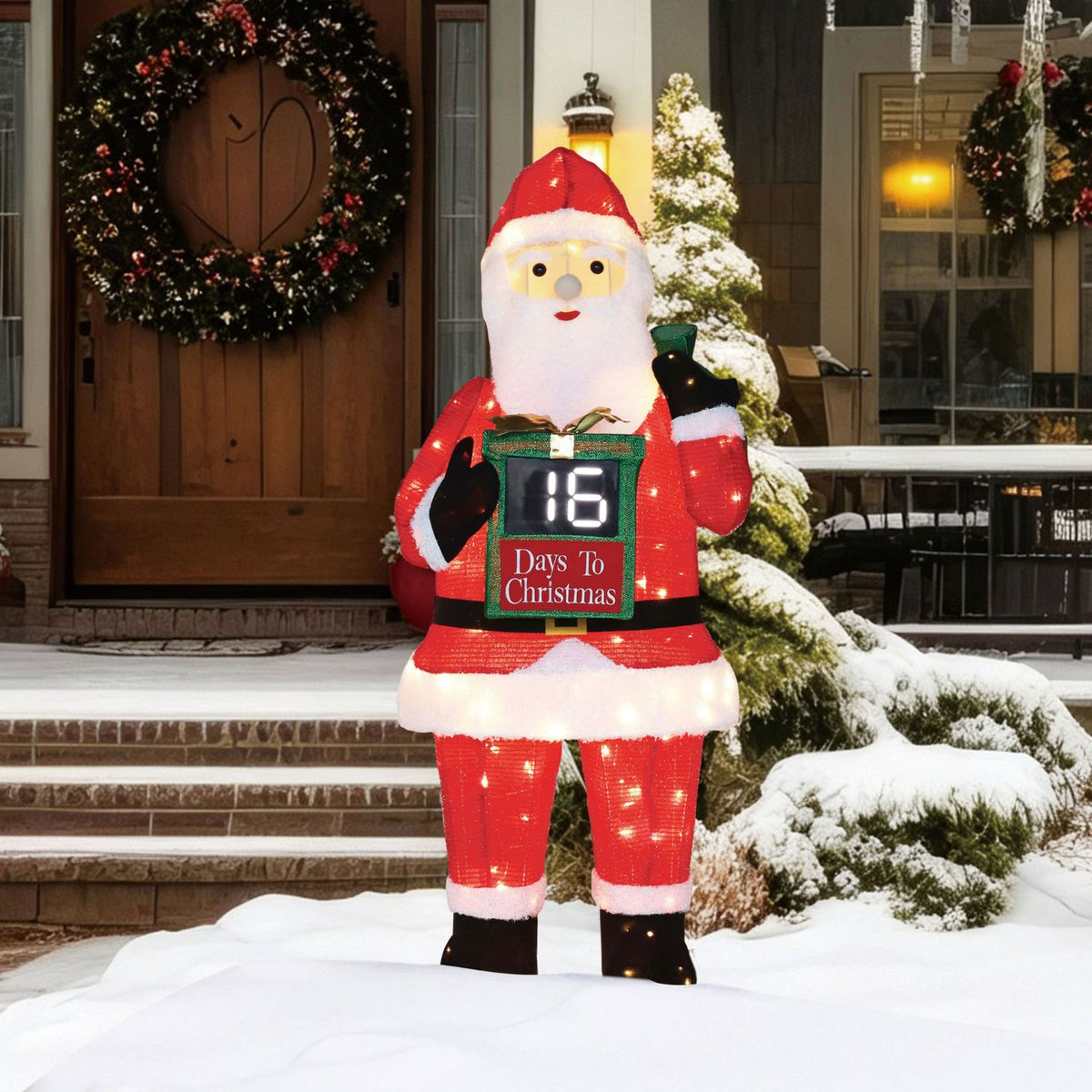 Veikous 5ft Lighted Santa Claus, Outdoor Christmas Santa Holiday Decoration w/ 145 LED