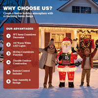 Veikous 5ft Lighted Santa Claus, Outdoor Christmas Santa Holiday Decoration w/ 145 LED