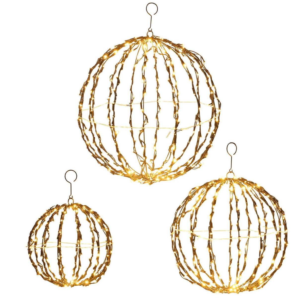 Veikous 3-Piece Hanging Light Balls, Outdoor Christmas Sphere Lights, Foldable