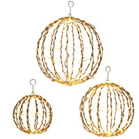 Veikous 3-Piece Hanging Light Balls, Outdoor Christmas Sphere Lights, Foldable
