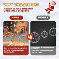 Veikous 3-Piece Hanging Light Balls, Outdoor Christmas Sphere Lights, Foldable