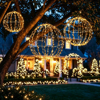 Veikous 3-Piece Hanging Light Balls, Outdoor Christmas Sphere Lights, Foldable