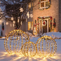 Veikous 3-Piece Hanging Light Balls, Outdoor Christmas Sphere Lights, Foldable