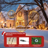 Veikous 3-Piece Hanging Light Balls, Outdoor Christmas Sphere Lights, Foldable