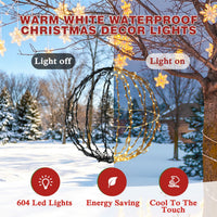 Veikous 3-Piece Hanging Light Balls, Outdoor Christmas Sphere Lights, Foldable