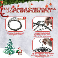 Veikous 3-Piece Hanging Light Balls, Outdoor Christmas Sphere Lights, Foldable