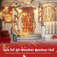 Veikous 3-Piece Hanging Light Balls, Outdoor Christmas Sphere Lights, Foldable