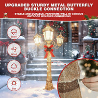 Veikous Pre-Lit Lamp Post Light, 3-Head Outdoor LED Lamp for Christmas Decoration