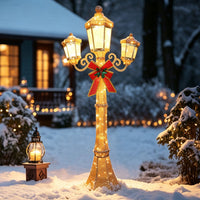 Veikous Pre-Lit Lamp Post Light, 3-Head Outdoor LED Lamp for Christmas Decoration