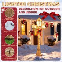 Veikous Pre-Lit Lamp Post Light, 3-Head Outdoor LED Lamp for Christmas Decoration