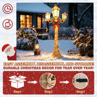 Veikous Pre-Lit Lamp Post Light, 3-Head Outdoor LED Lamp for Christmas Decoration