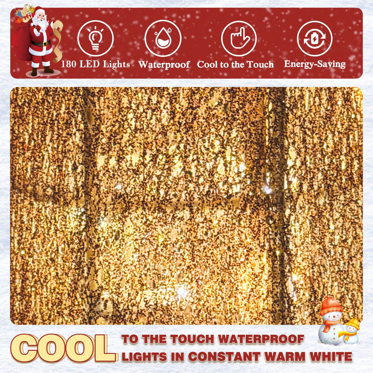 Veikous Pre-Lit Lamp Post Light, 3-Head Outdoor LED Lamp for Christmas Decoration