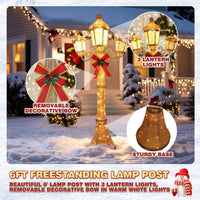 Veikous Pre-Lit Lamp Post Light, 3-Head Outdoor LED Lamp for Christmas Decoration