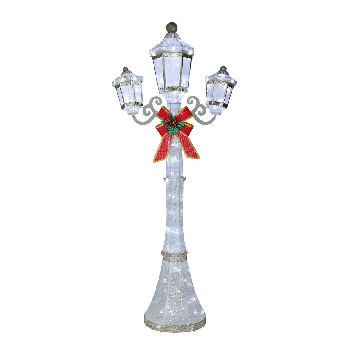 Veikous Pre-Lit Lamp Post Light, 3-Head Outdoor LED Lamp for Christmas Decoration